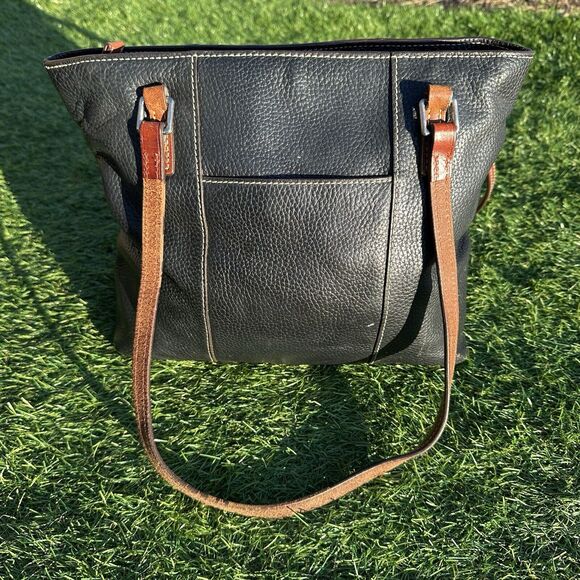 Dooney and Bourke‎ Lexington Shopper Black Brown Genuine Pebble Leather - Picture 4 of 16